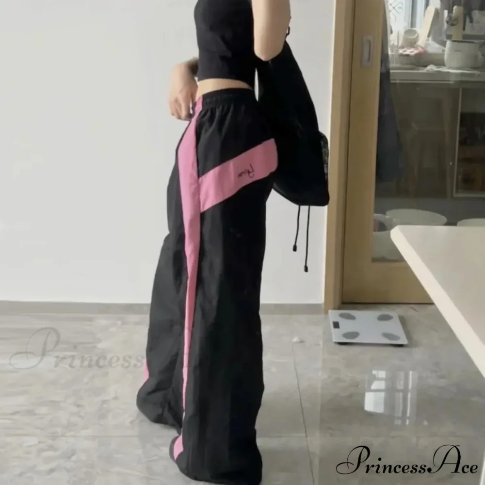 Oversized Contrast Stylish Stripe Parachute Pants - Image 4