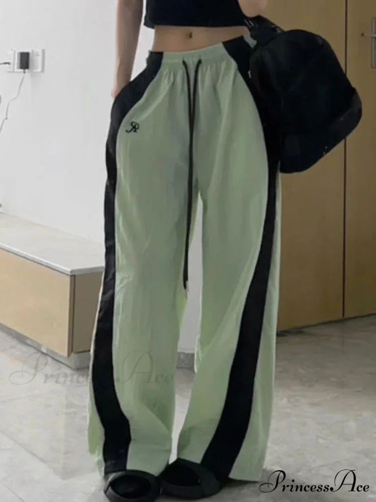Oversized Contrast Stylish Stripe Parachute Pants - Image 5