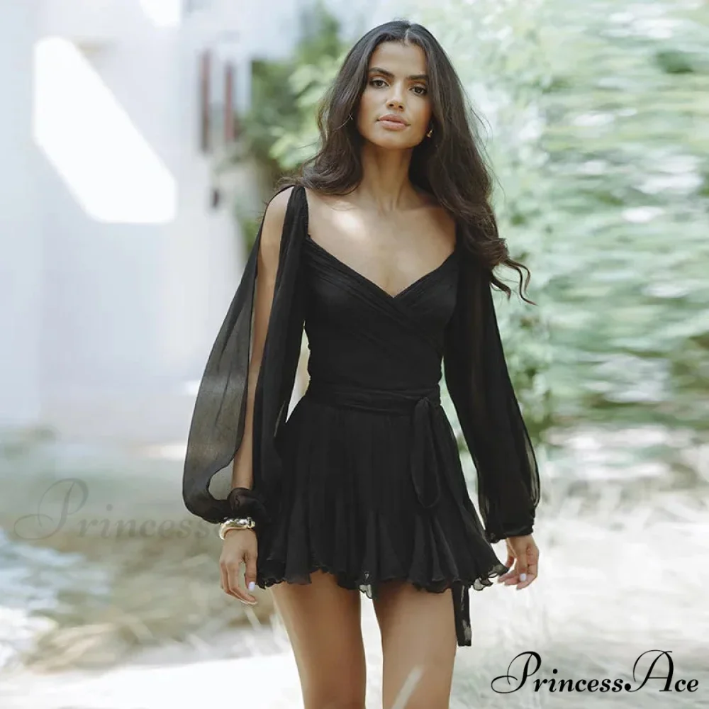 Printed Long Slit Charming Sleeve Mini Dress - Image 19