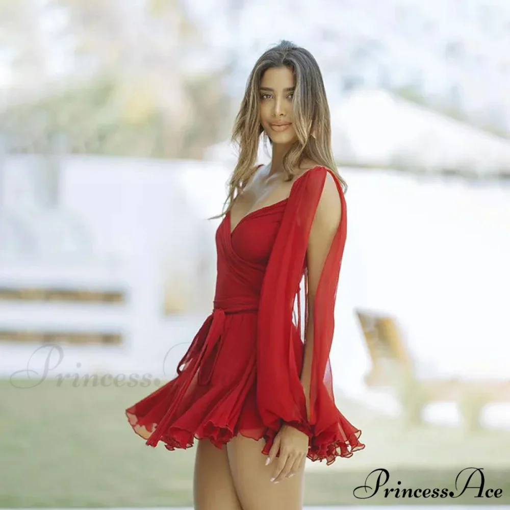 Printed Long Slit Charming Sleeve Mini Dress - Image 24