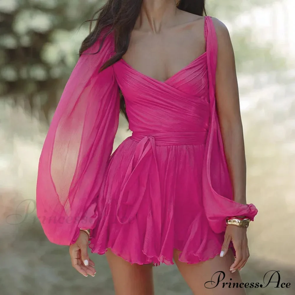Printed Long Slit Charming Sleeve Mini Dress - Image 29