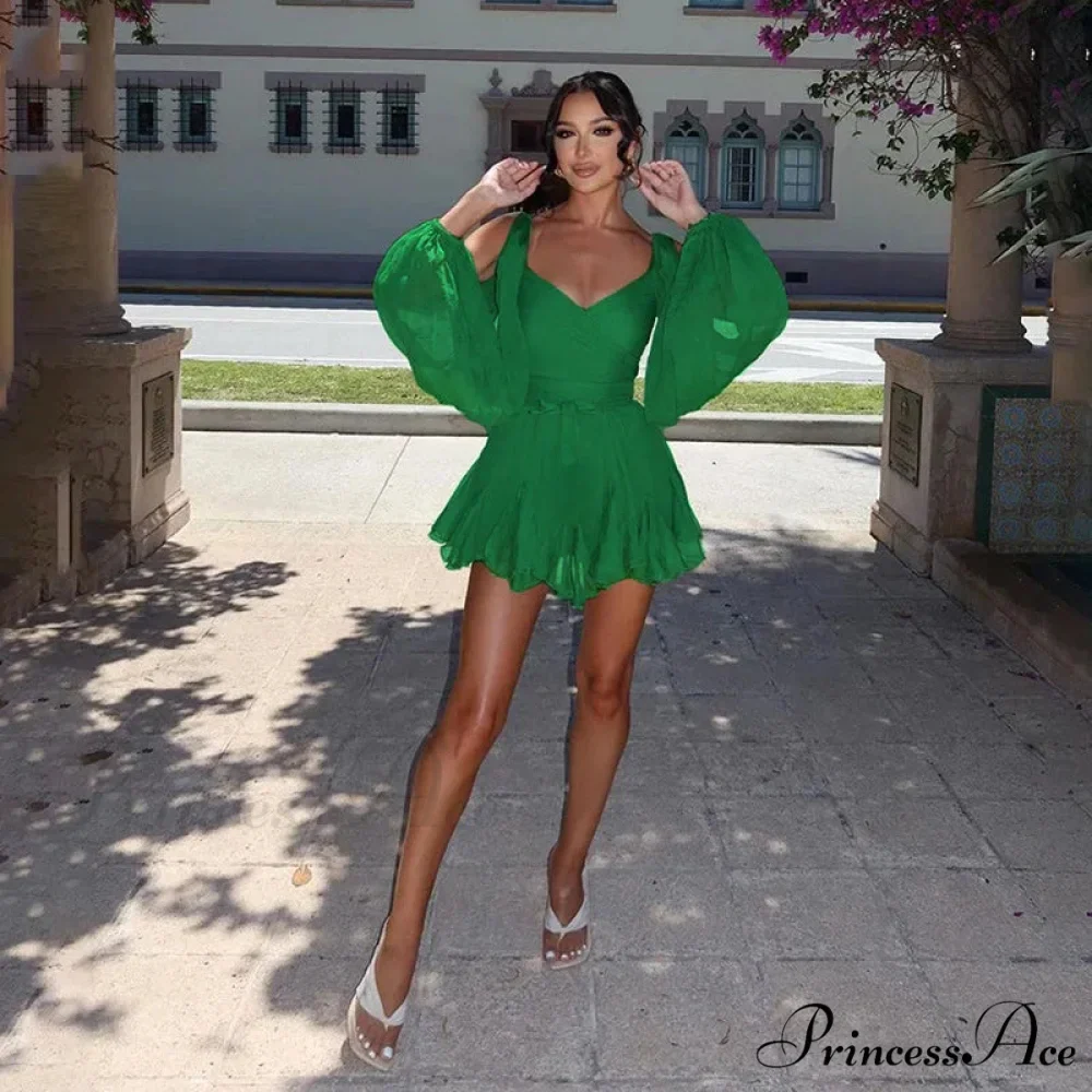 Printed Long Slit Charming Sleeve Mini Dress - Image 32