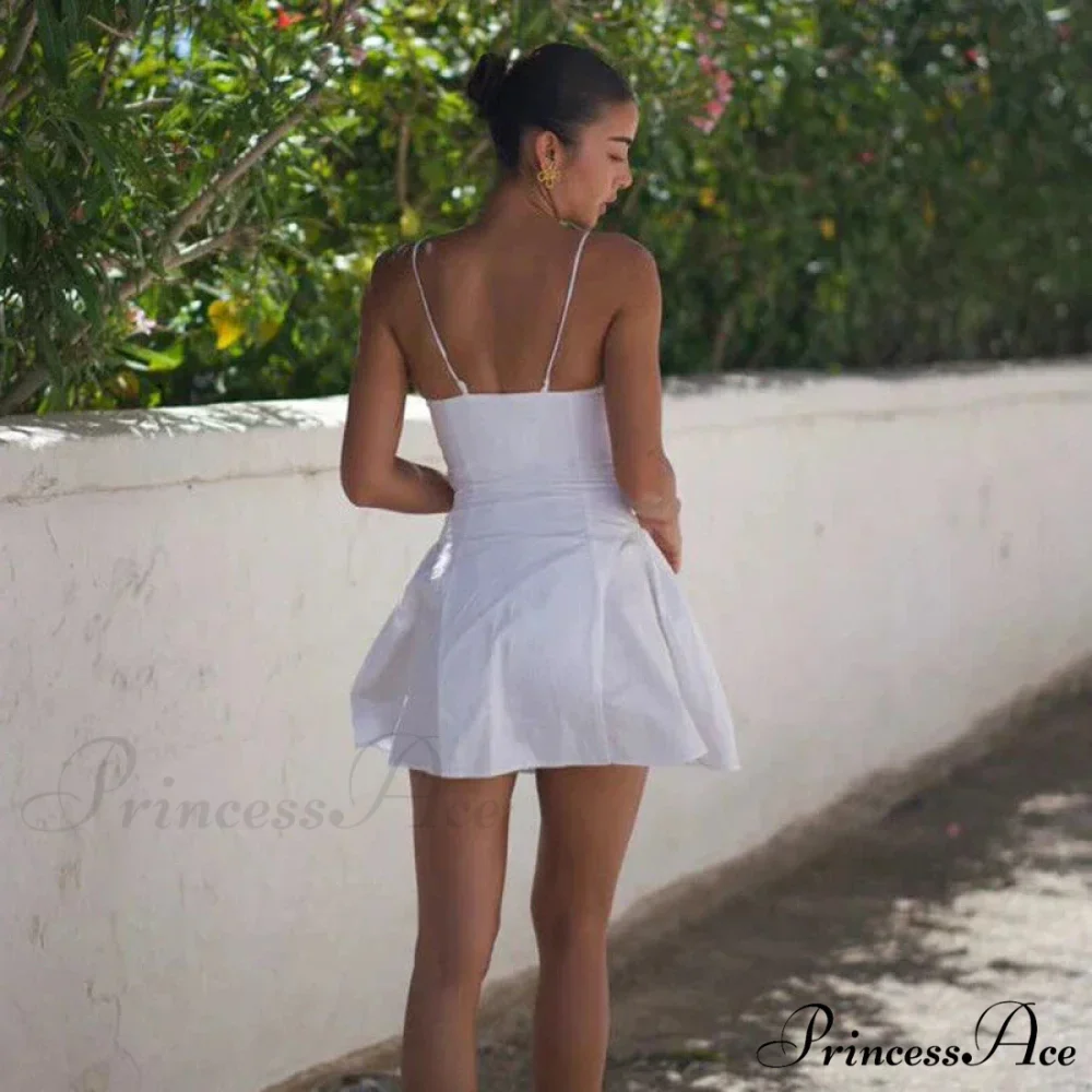 Polka Dot Print Open Graceful Back Spaghetti Strap Mini Dress - Image 6