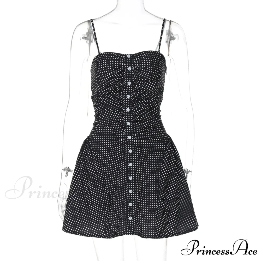 Polka Dot Print Open Graceful Back Spaghetti Strap Mini Dress - Image 9