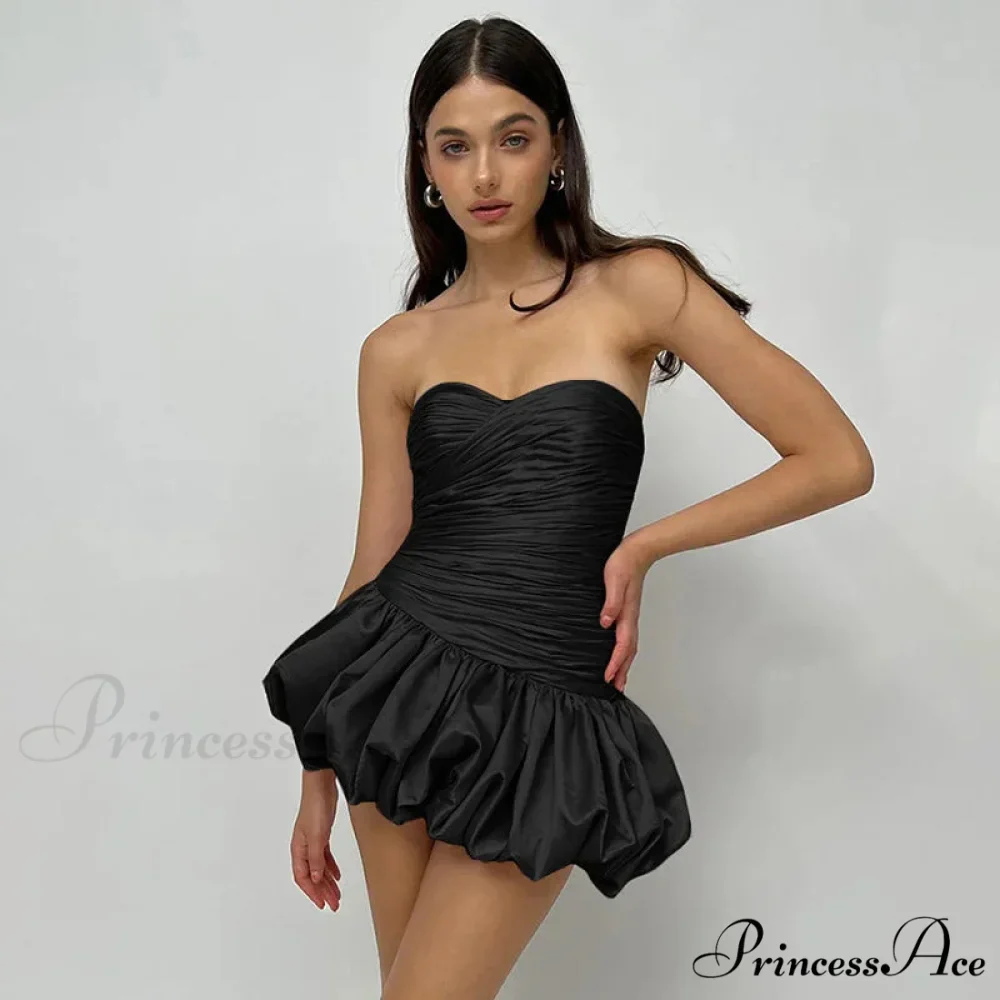 Satin Ruched Stylish Puff Mini Dress - Image 2