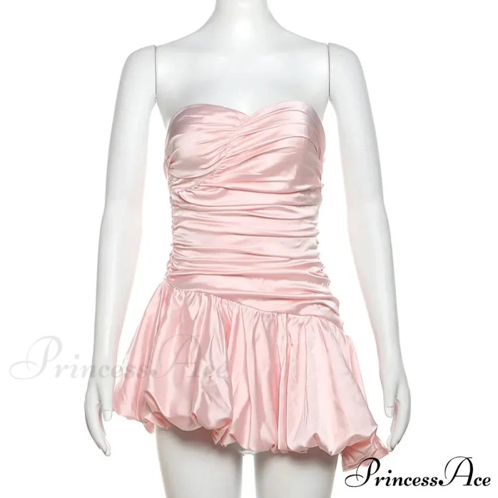 Satin Ruched Stylish Puff Mini Dress - Image 4