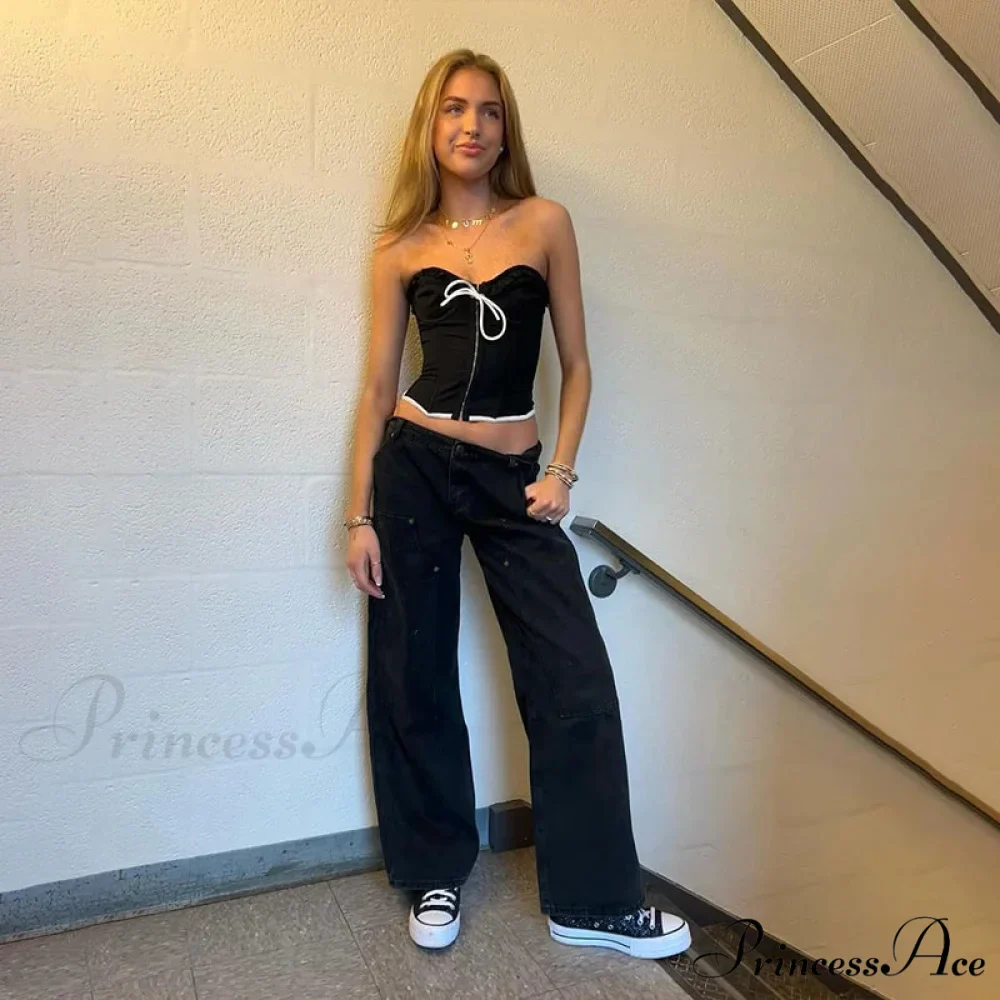 Black Bow Stylish Hook Crop Top - Image 3