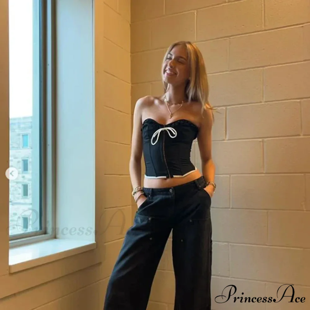 Black Bow Stylish Hook Crop Top - Image 5