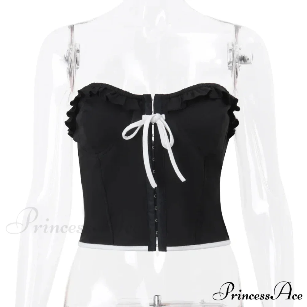 Black Bow Stylish Hook Crop Top - Image 7