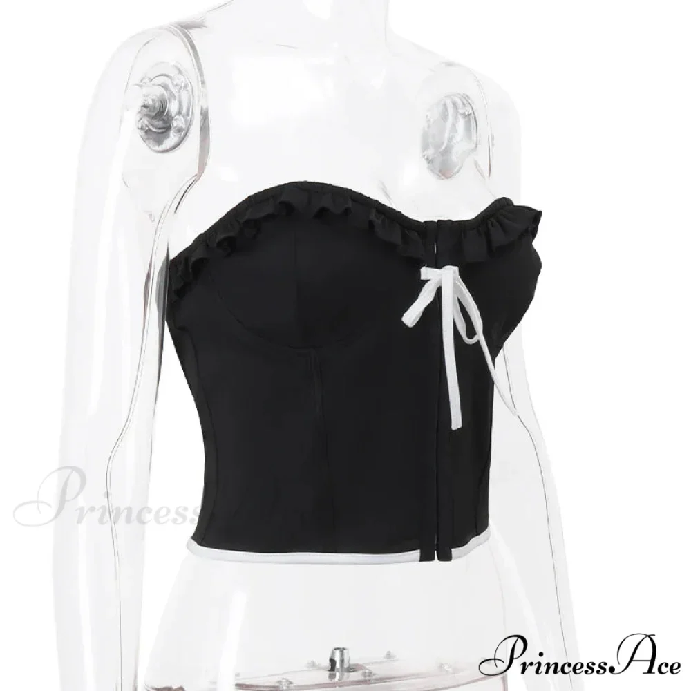 Black Bow Stylish Hook Crop Top - Image 8