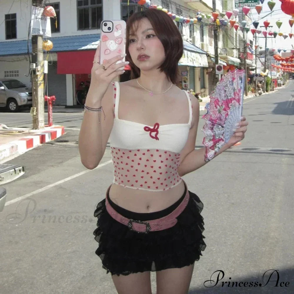 Sheer Knit Stylish Patchwork Bow Top - Image 4