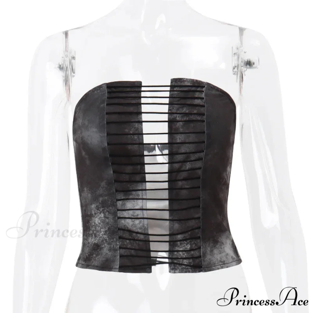 Black Lace Up Charming Tube Corset Top - Image 7