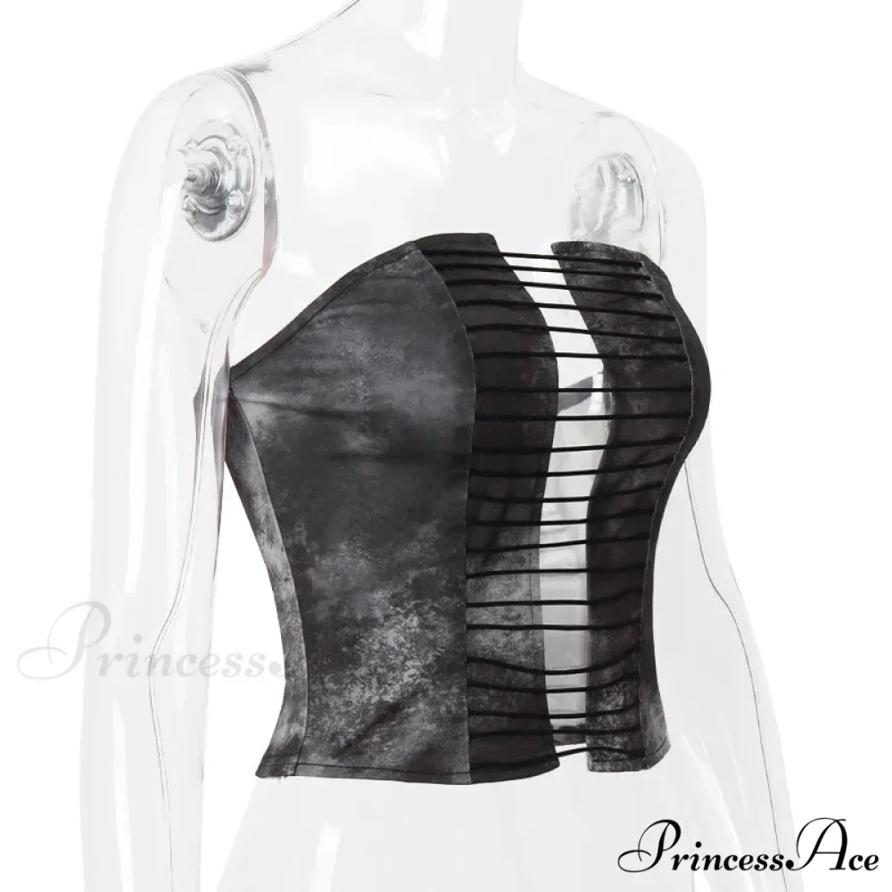 Black Lace Up Charming Tube Corset Top - Image 8
