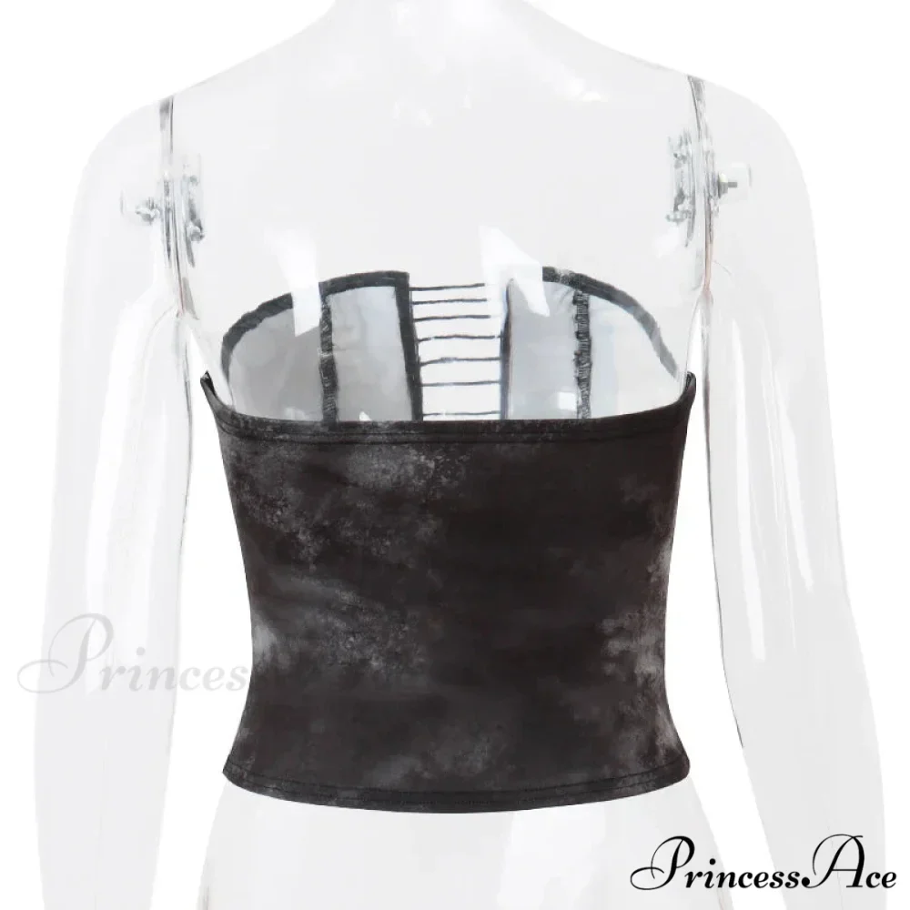 Black Lace Up Charming Tube Corset Top - Image 9