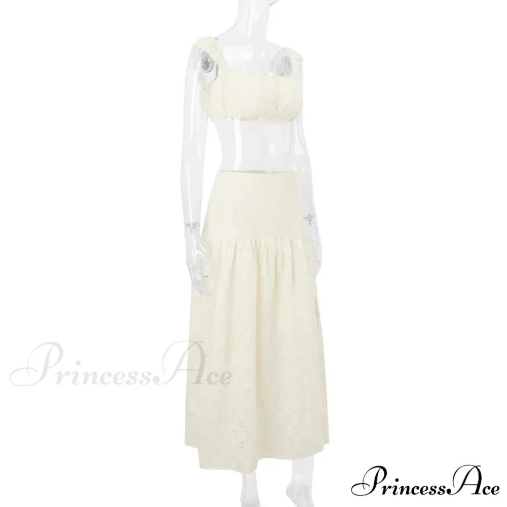 Embroidered Print Bralette Charming And Maxi Skirt Set - Image 10