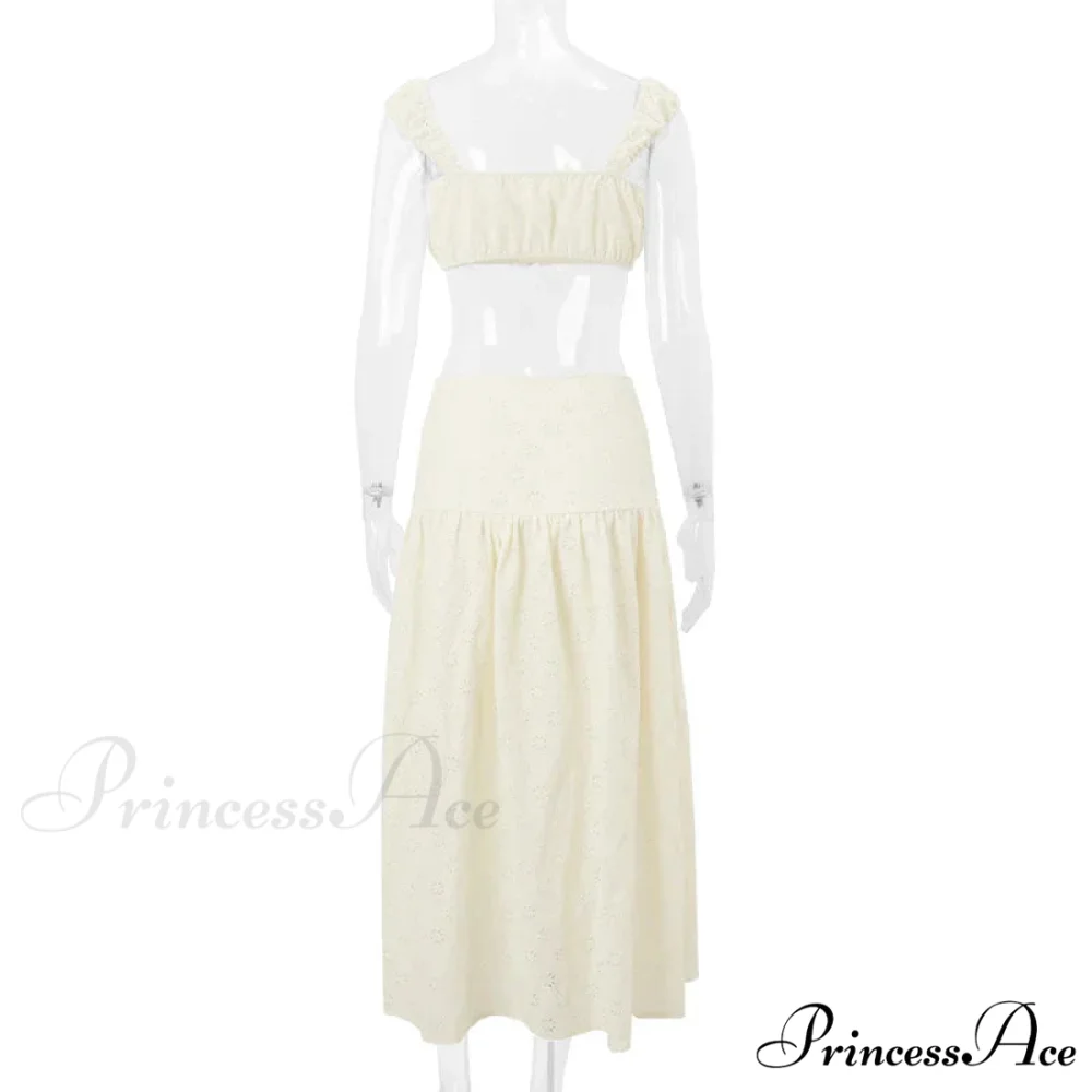 Embroidered Print Bralette Charming And Maxi Skirt Set - Image 11