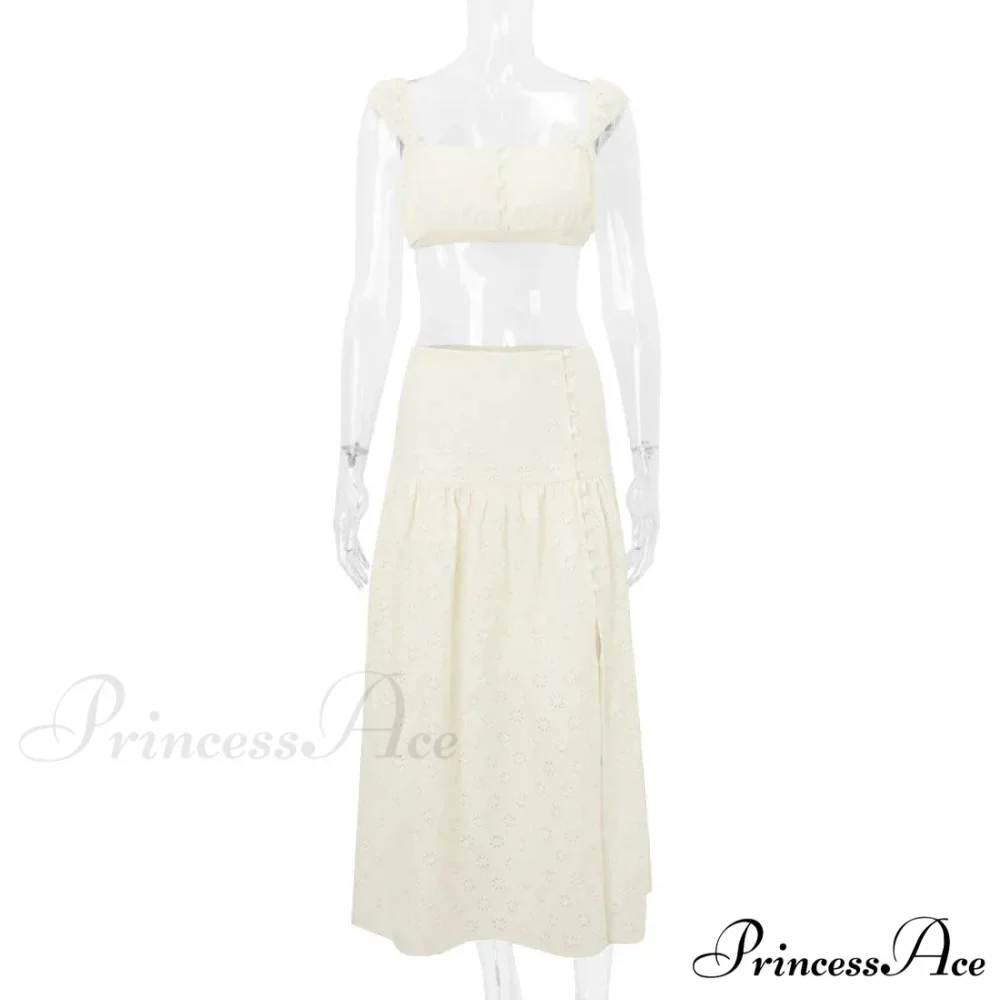 Embroidered Print Bralette Charming And Maxi Skirt Set - Image 9