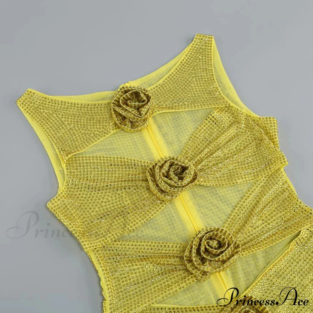 Sequin Flower Details Cut Graceful Out Bodycon Mini Dress - Image 14
