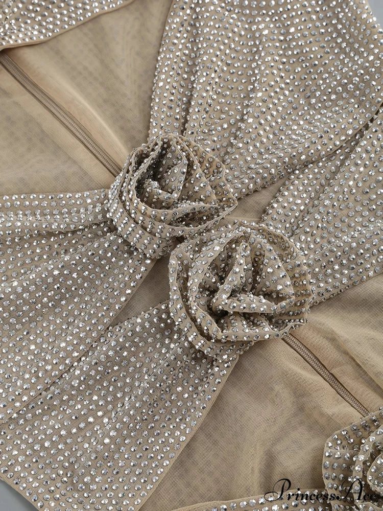 Sequin Flower Details Cut Graceful Out Bodycon Mini Dress - Image 18