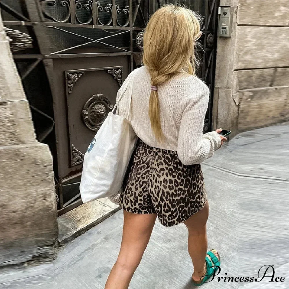 Leopard Print Stylish High Waist Shorts - Image 11