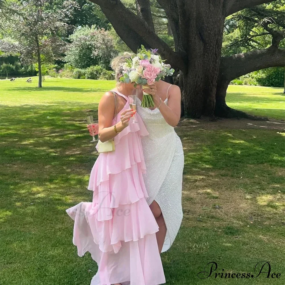 Pink Pleated Stylish Halter Maxi Dress - Image 13