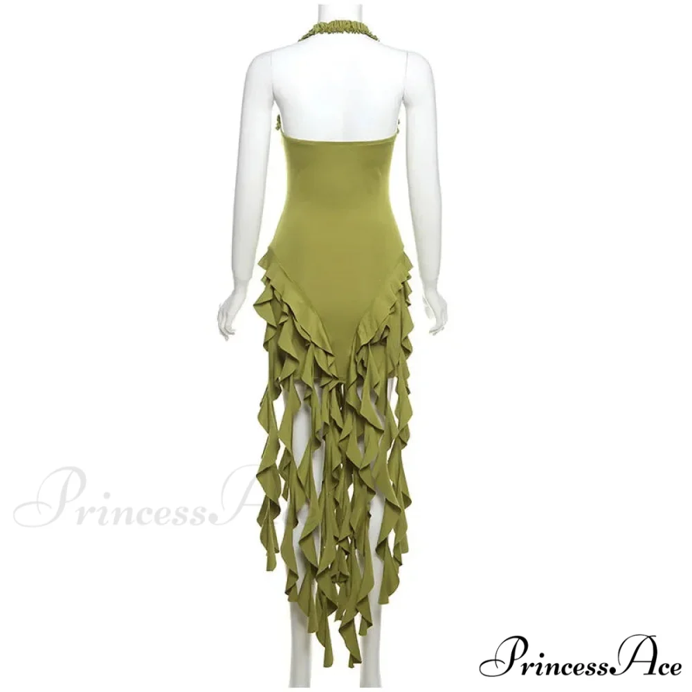 Halter Fringe Stylish Midi Dress - Image 10