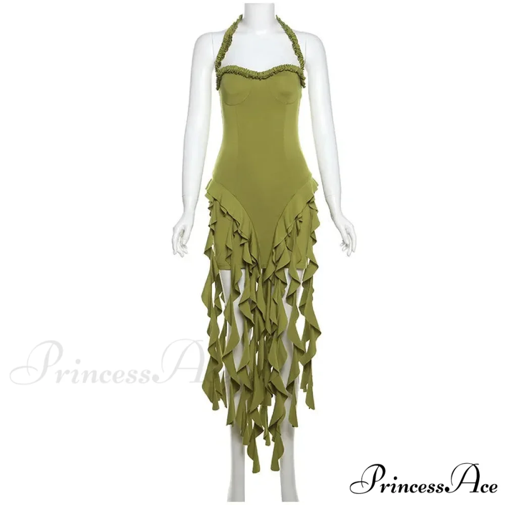 Halter Fringe Stylish Midi Dress - Image 8