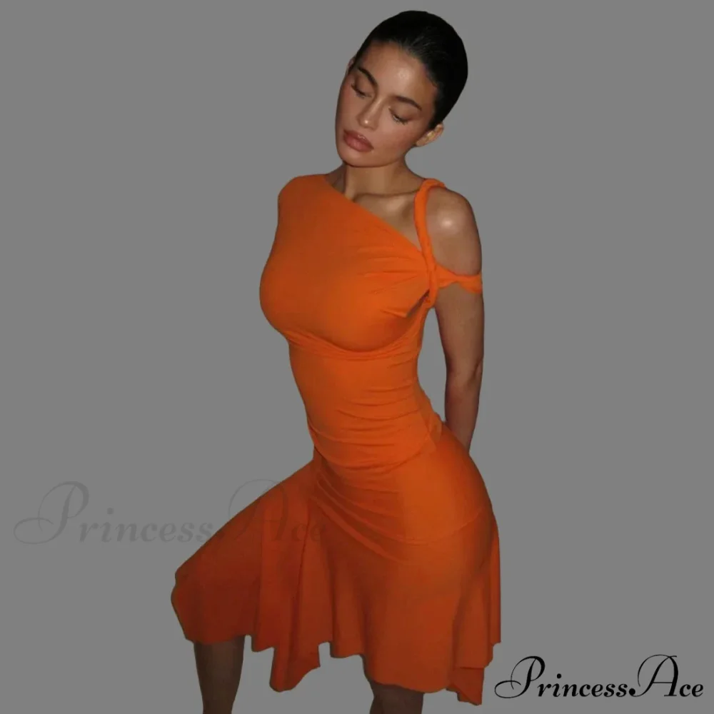 One Shoulder Twisted Charming Flare Mini Dress - Image 3