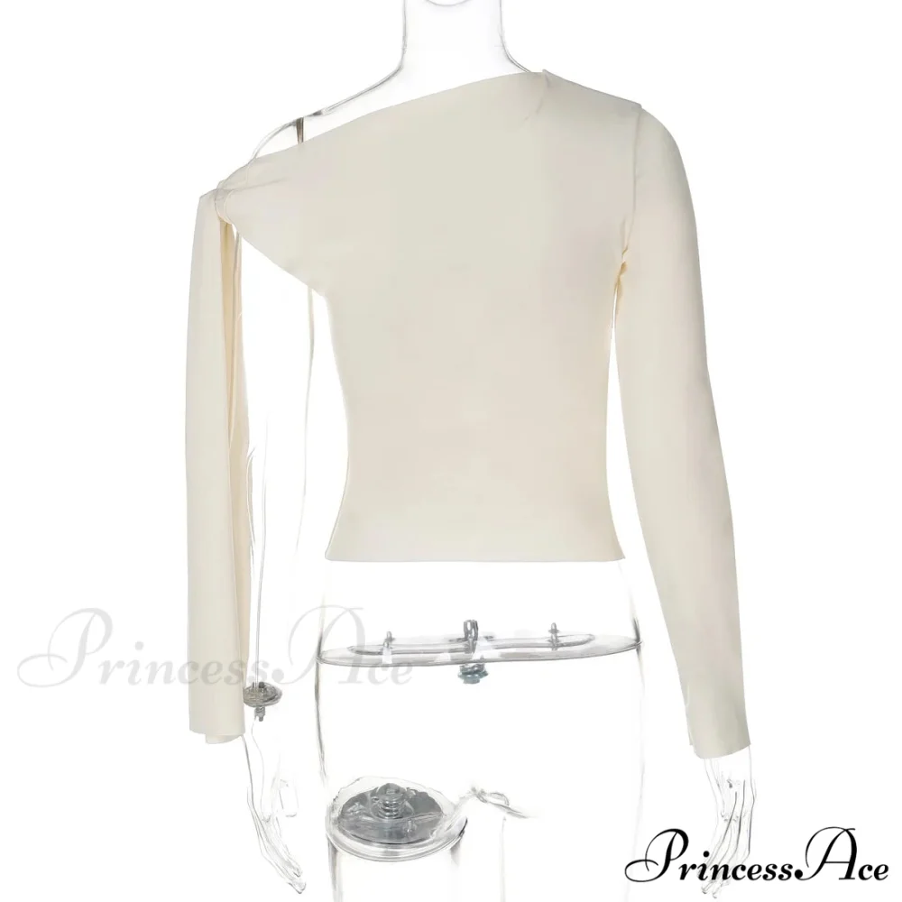 One Shoulder Long Charming Sleeve Tie Up Top - Image 26