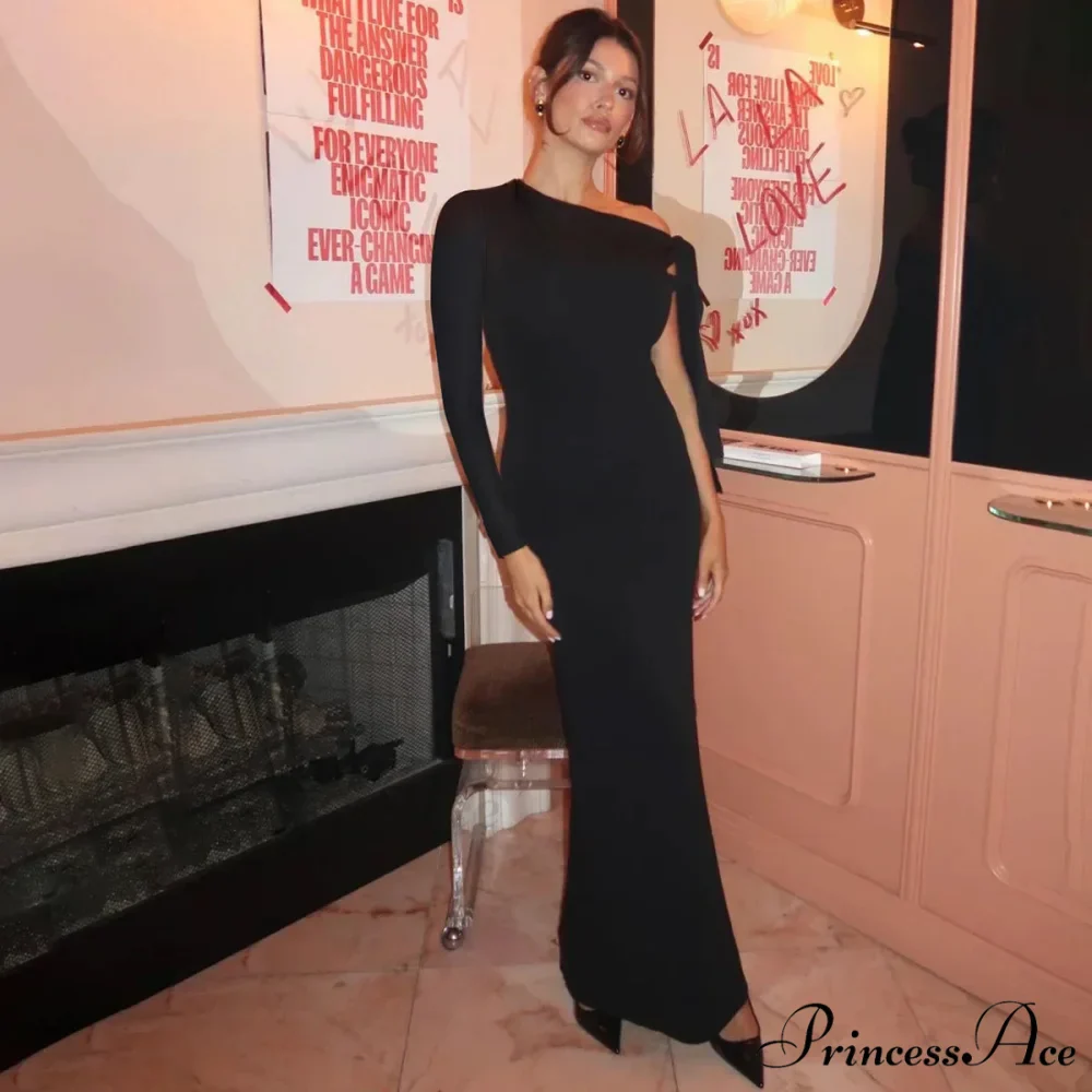 Long Sleeve One Shoulder Graceful Tie Up Bodycon Maxi Dress - Image 7