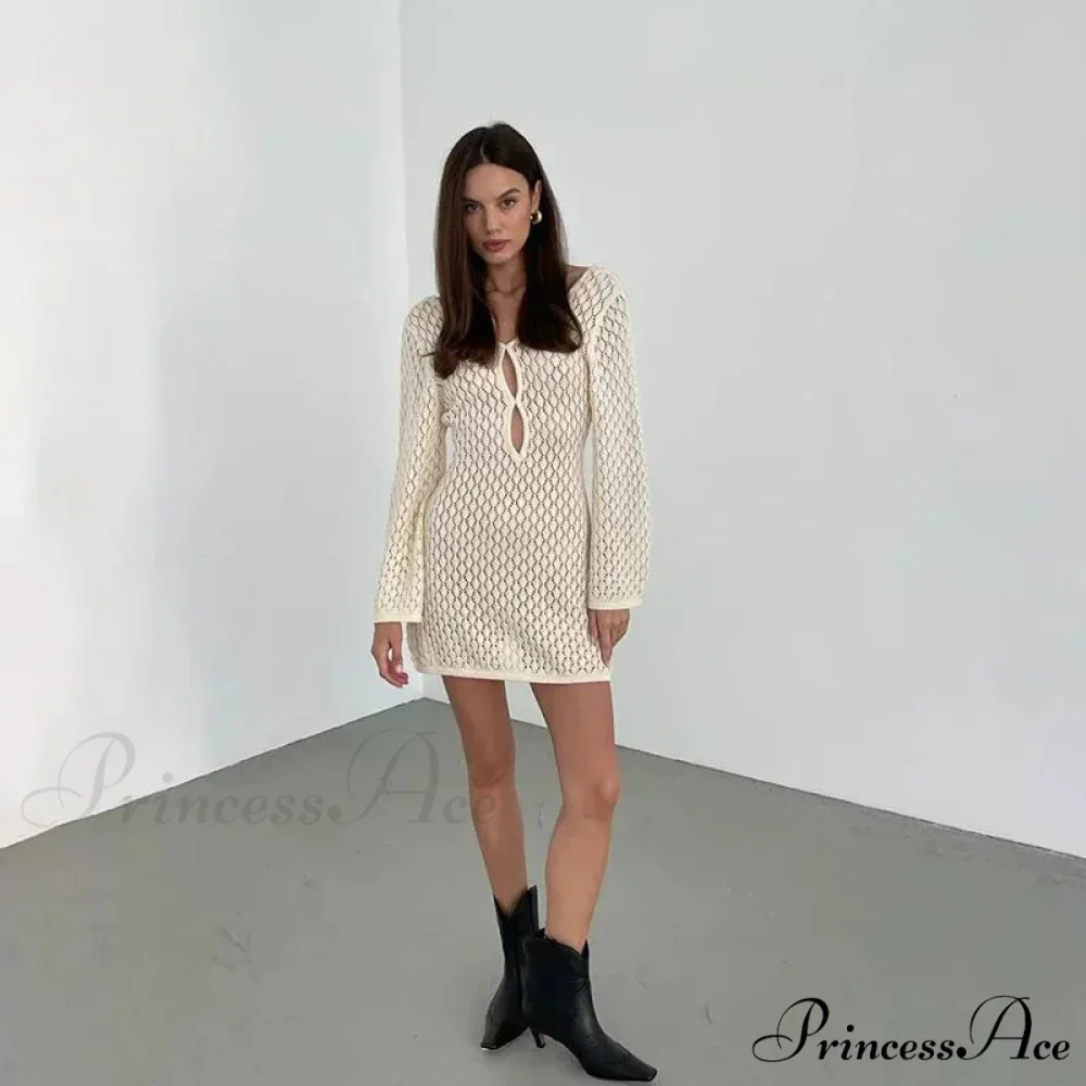 Knit Flare Stylish Long Sleeve Dress - Image 10