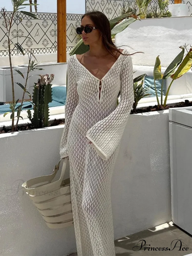 Knit Flare Stylish Long Sleeve Dress - Image 12