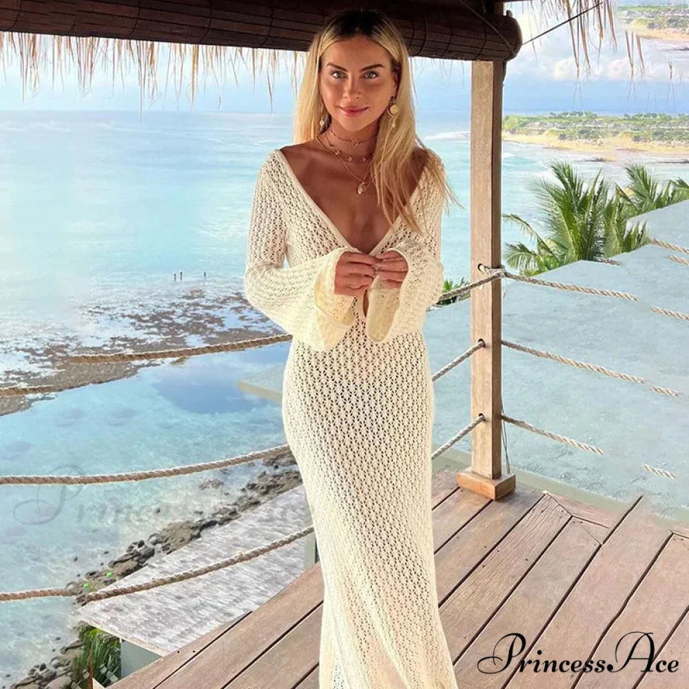 Knit Flare Stylish Long Sleeve Dress - Image 13