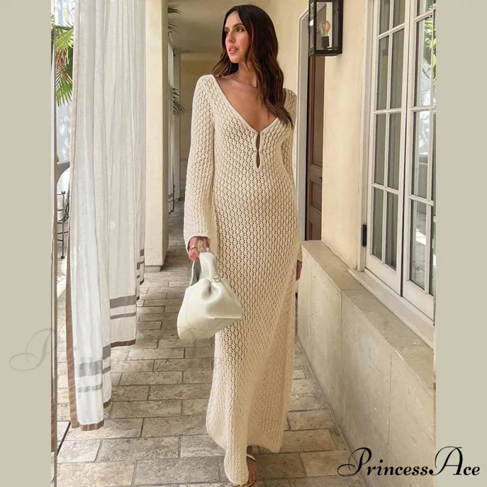 Knit Flare Stylish Long Sleeve Dress - Image 15