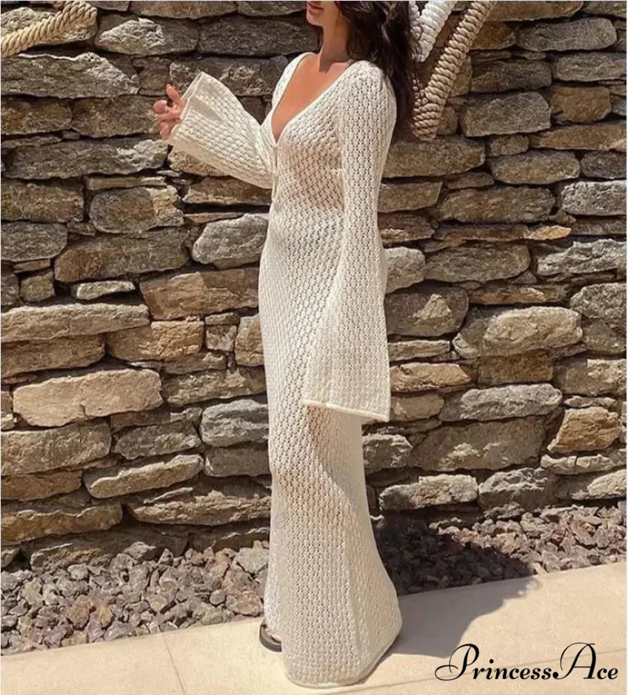 Knit Flare Stylish Long Sleeve Dress - Image 16