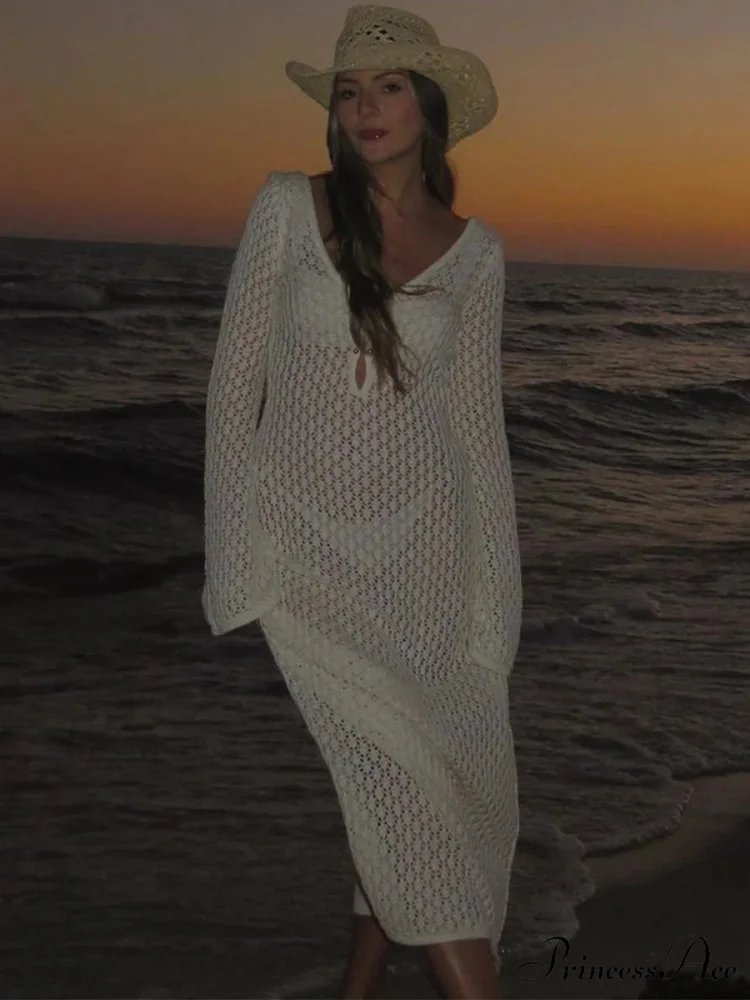 Knit Flare Stylish Long Sleeve Dress - Image 24