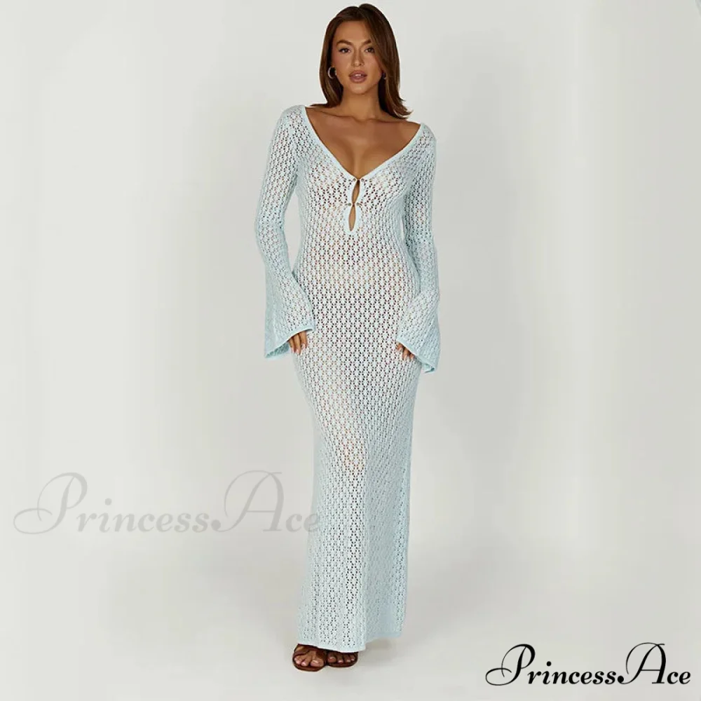 Knit Flare Stylish Long Sleeve Dress - Image 29