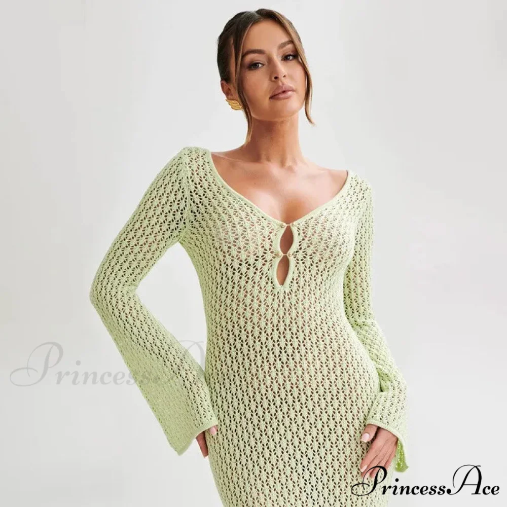 Knit Flare Stylish Long Sleeve Dress - Image 30
