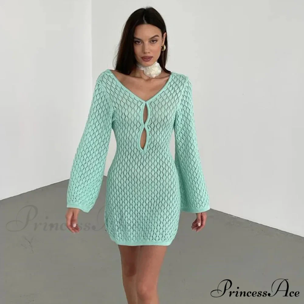 Knit Flare Stylish Long Sleeve Dress - Image 7