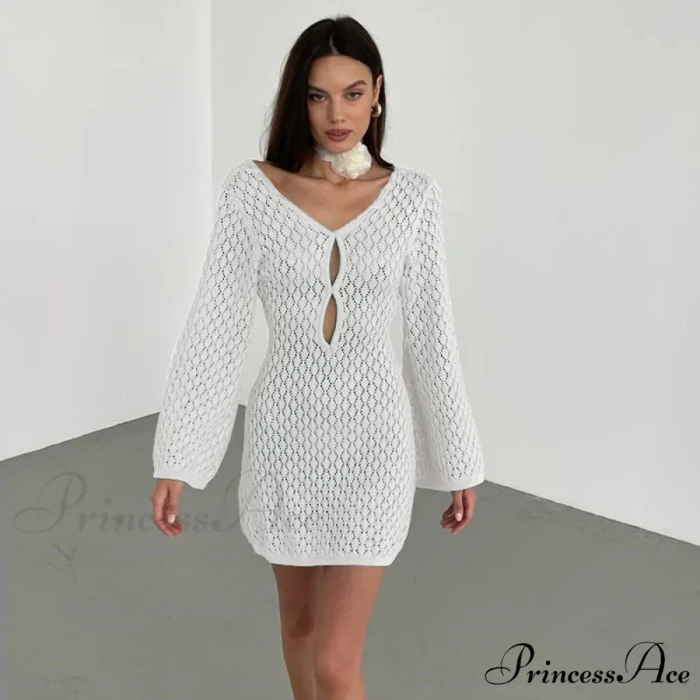 Knit Flare Stylish Long Sleeve Dress - Image 8