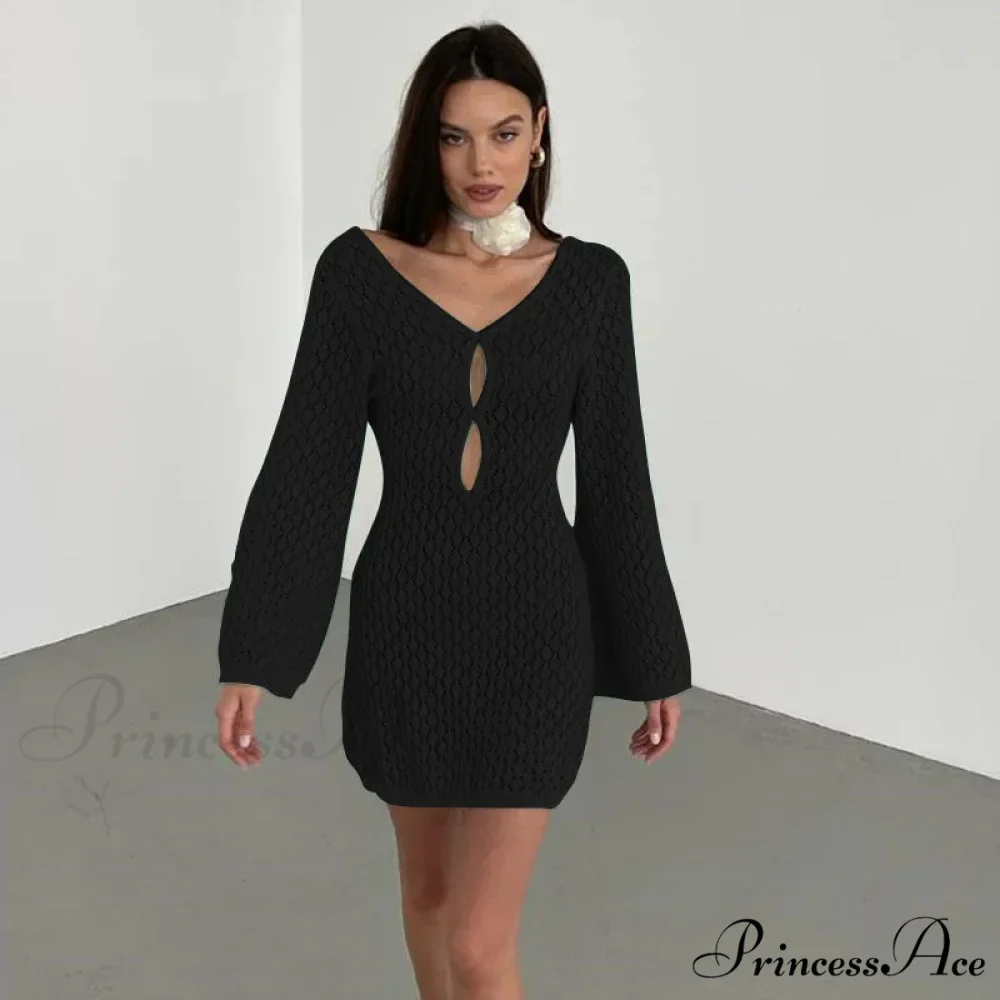 Knit Flare Stylish Long Sleeve Dress - Image 9