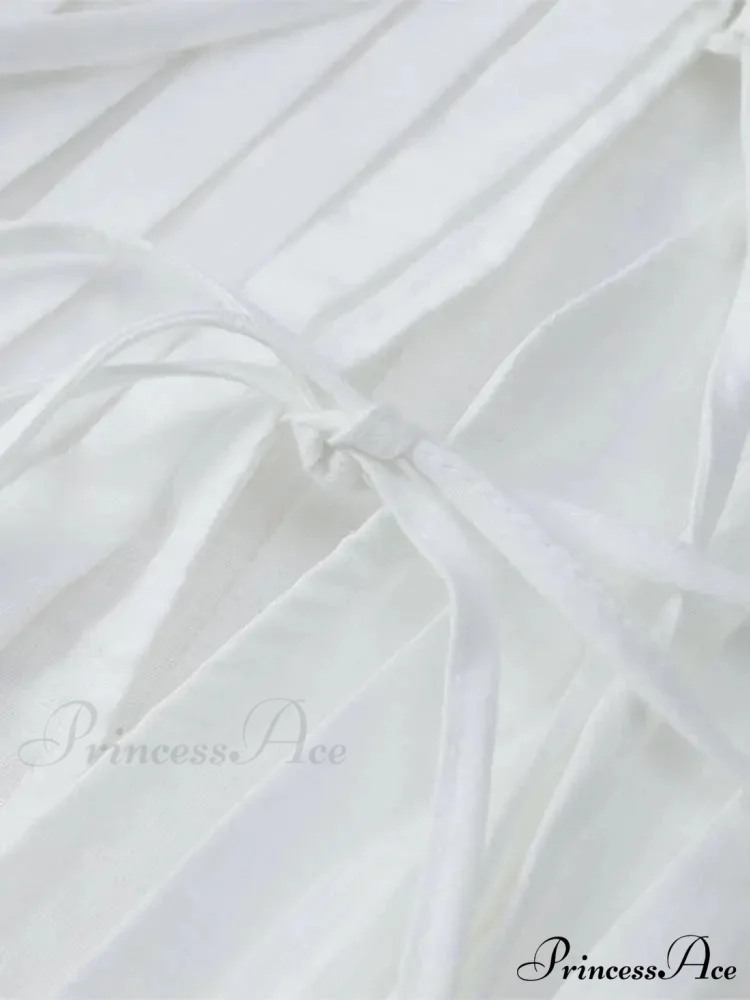Pleated Tie Up Sleeveless Graceful Top And Midi Skirt Set - Image 4