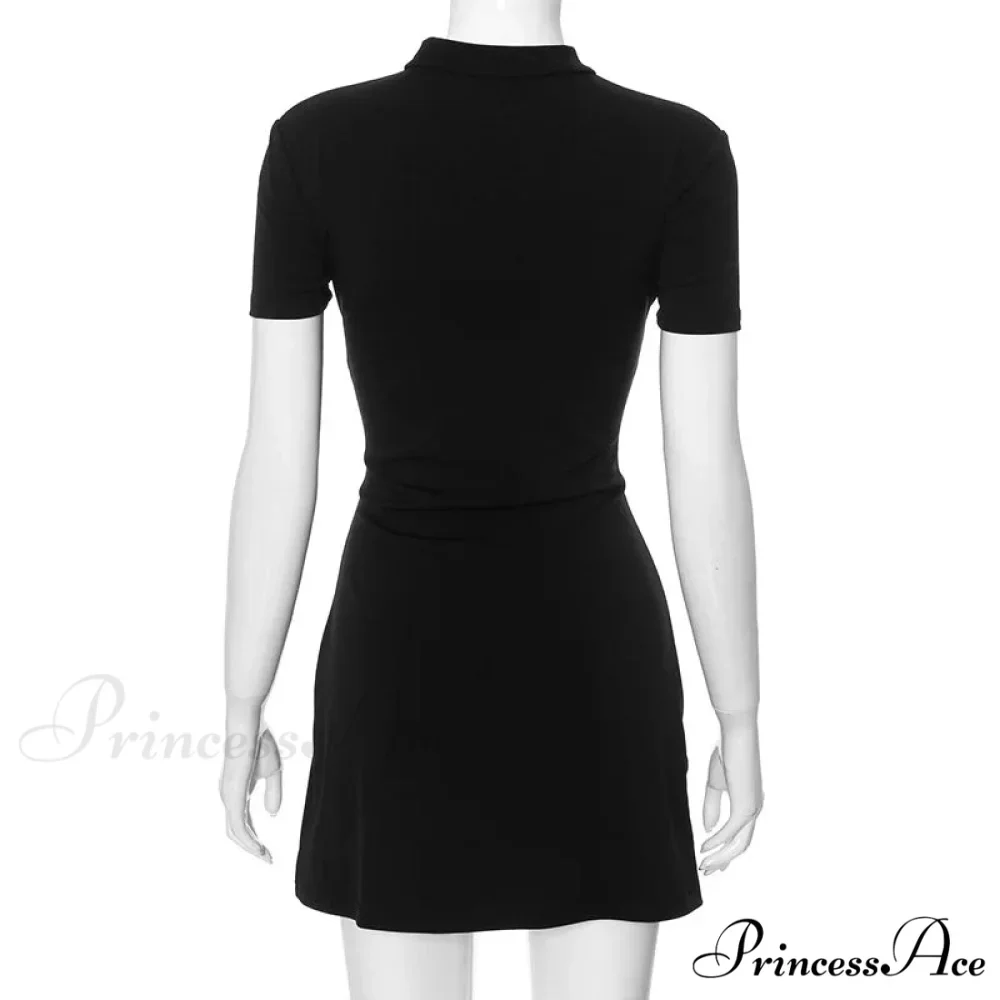 Black Front Hollow Charming Out Mini Dress - Image 9