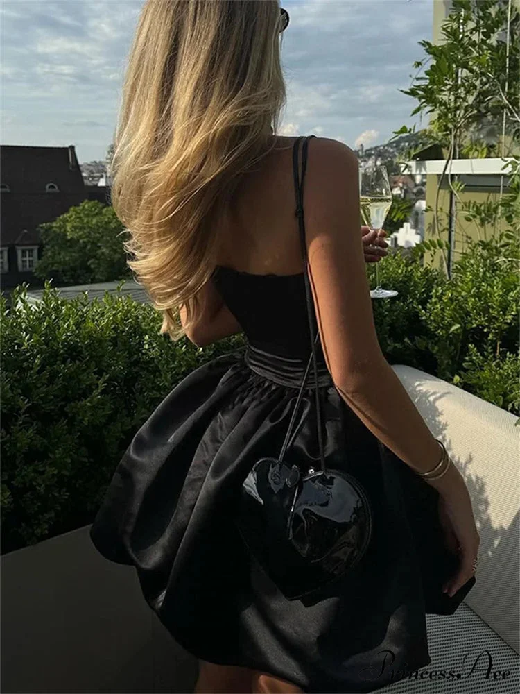 Black Ballon Puff Charming Tube Mini Dress - Image 6