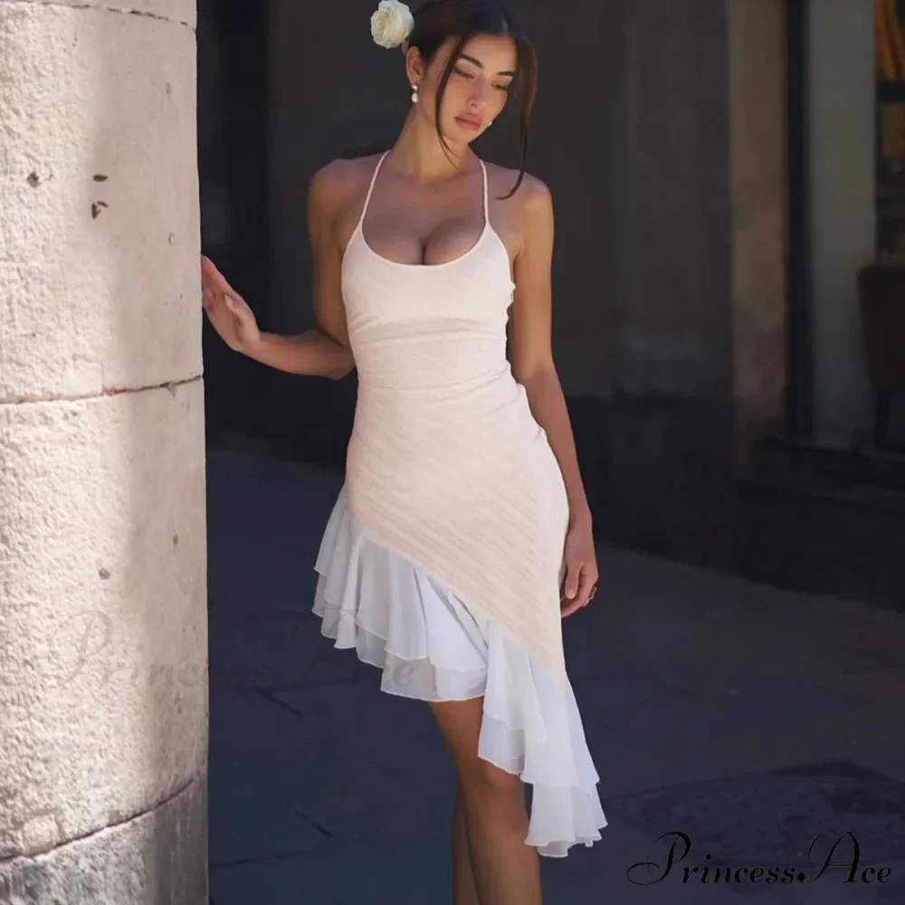 Pink Asymmetric Frill Charming Trim Cami Mini Dress - Image 14