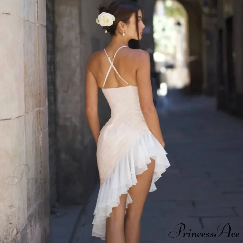 Pink Asymmetric Frill Charming Trim Cami Mini Dress - Image 15