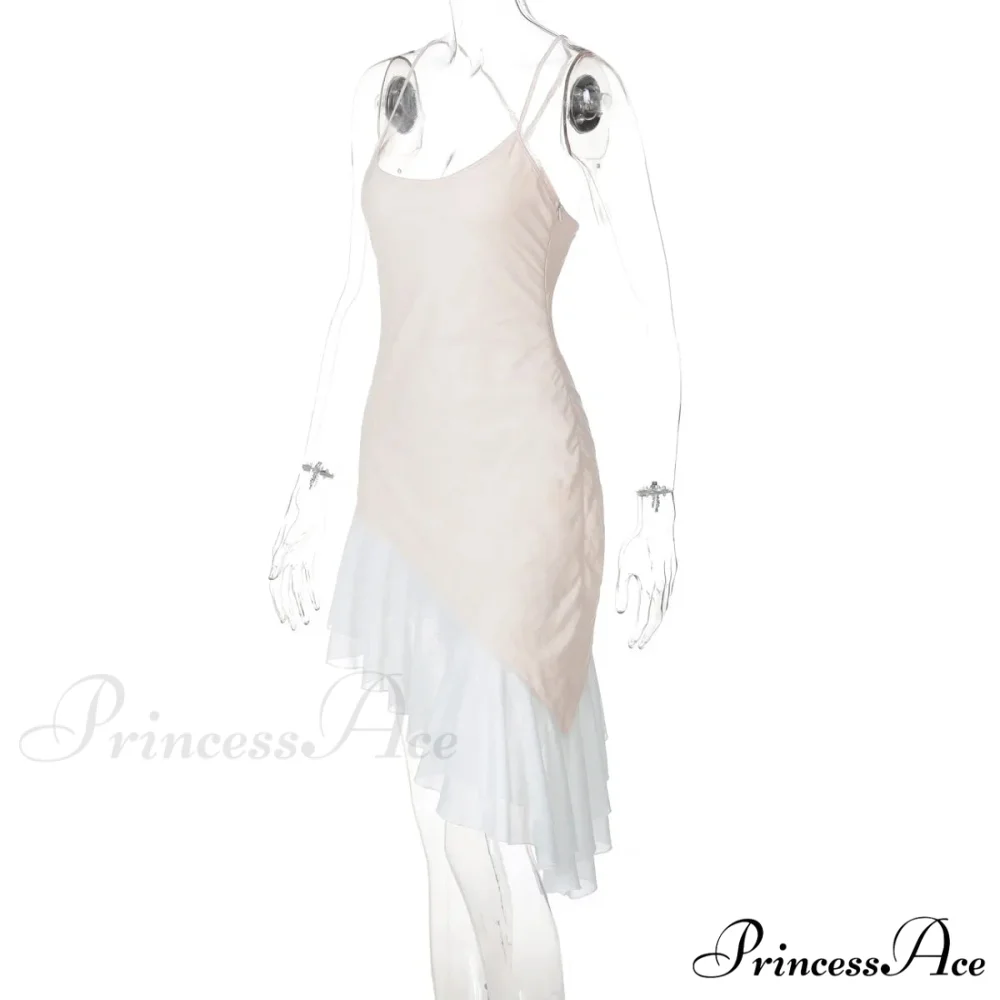 Pink Asymmetric Frill Charming Trim Cami Mini Dress - Image 16
