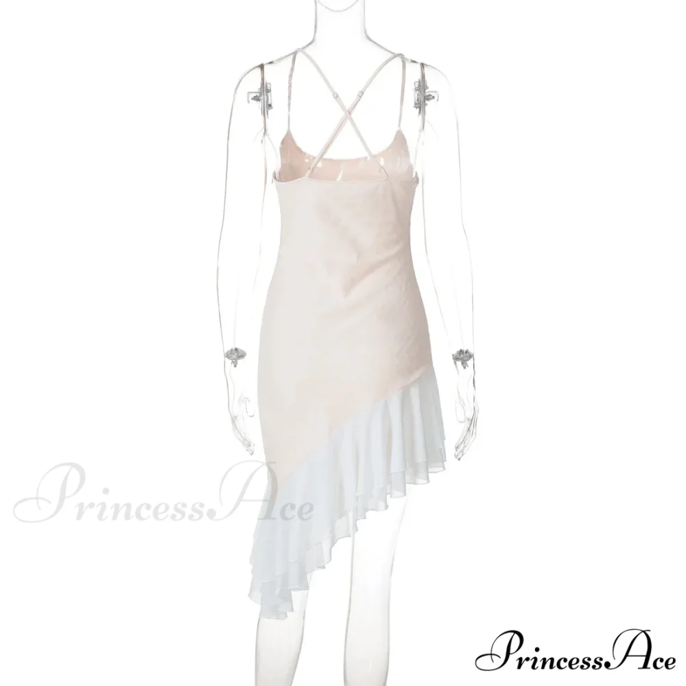 Pink Asymmetric Frill Charming Trim Cami Mini Dress - Image 17