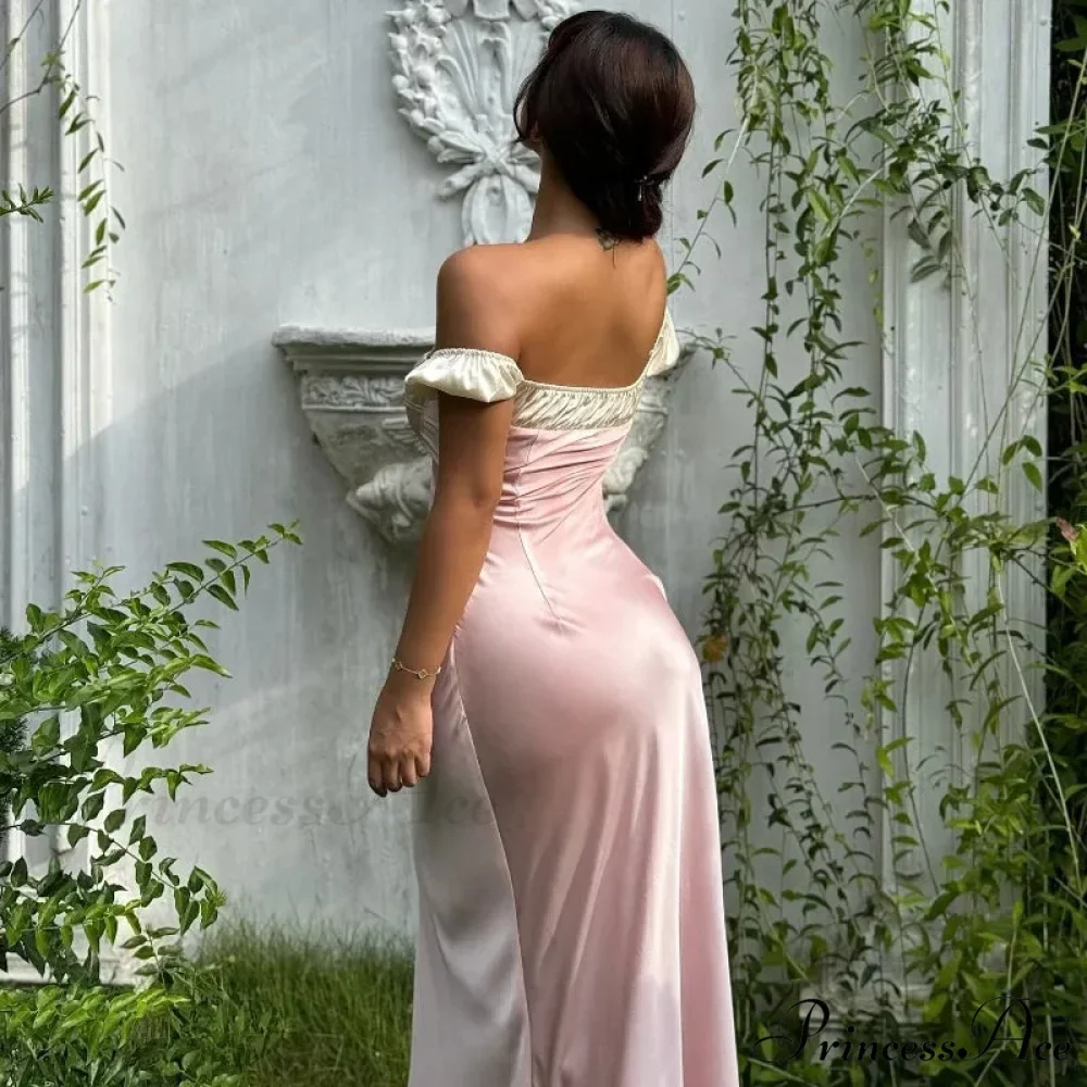 Pink Satin Ruched Charming Contrast Sleeve Dress - Image 18