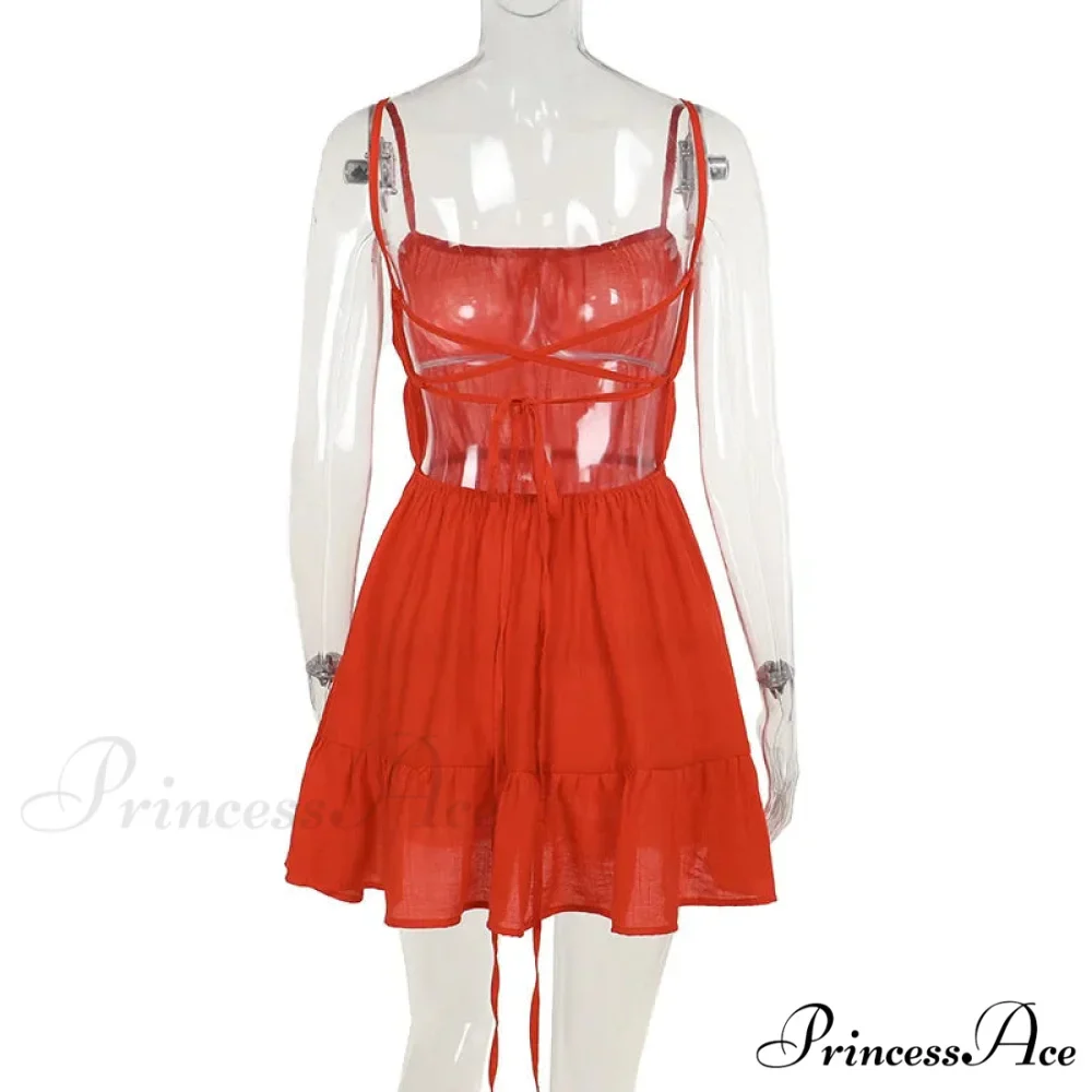 Ruched Elastic Backless Charming Cami Mini Dress - Image 11
